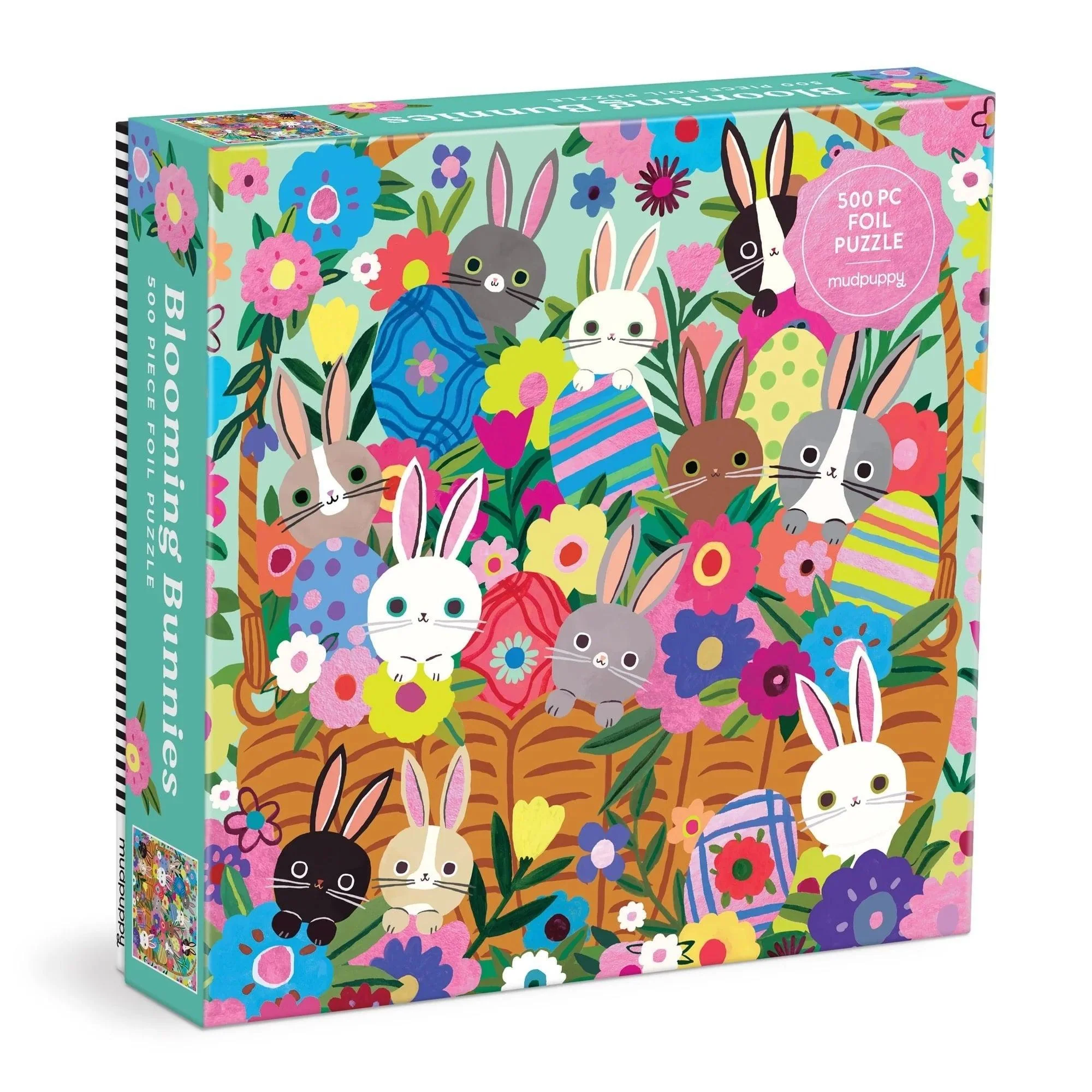 Mudpuppy Blooming Bunnies 500-Piece Foil Family Puzzle