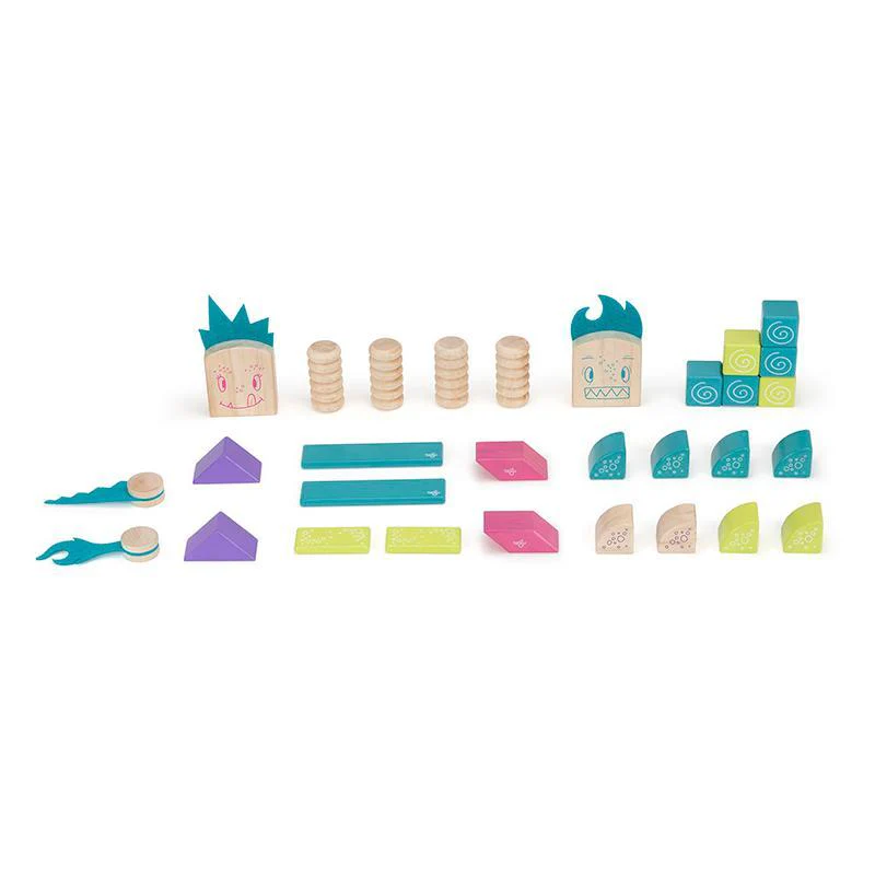 Tegu Beans & Tumtum Magnetic Wooden Block Sticky Monsters (30 Pieces) - Image 2